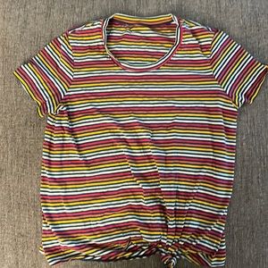 Madewell Knot Front T Shirt Rainbow Medium Striped